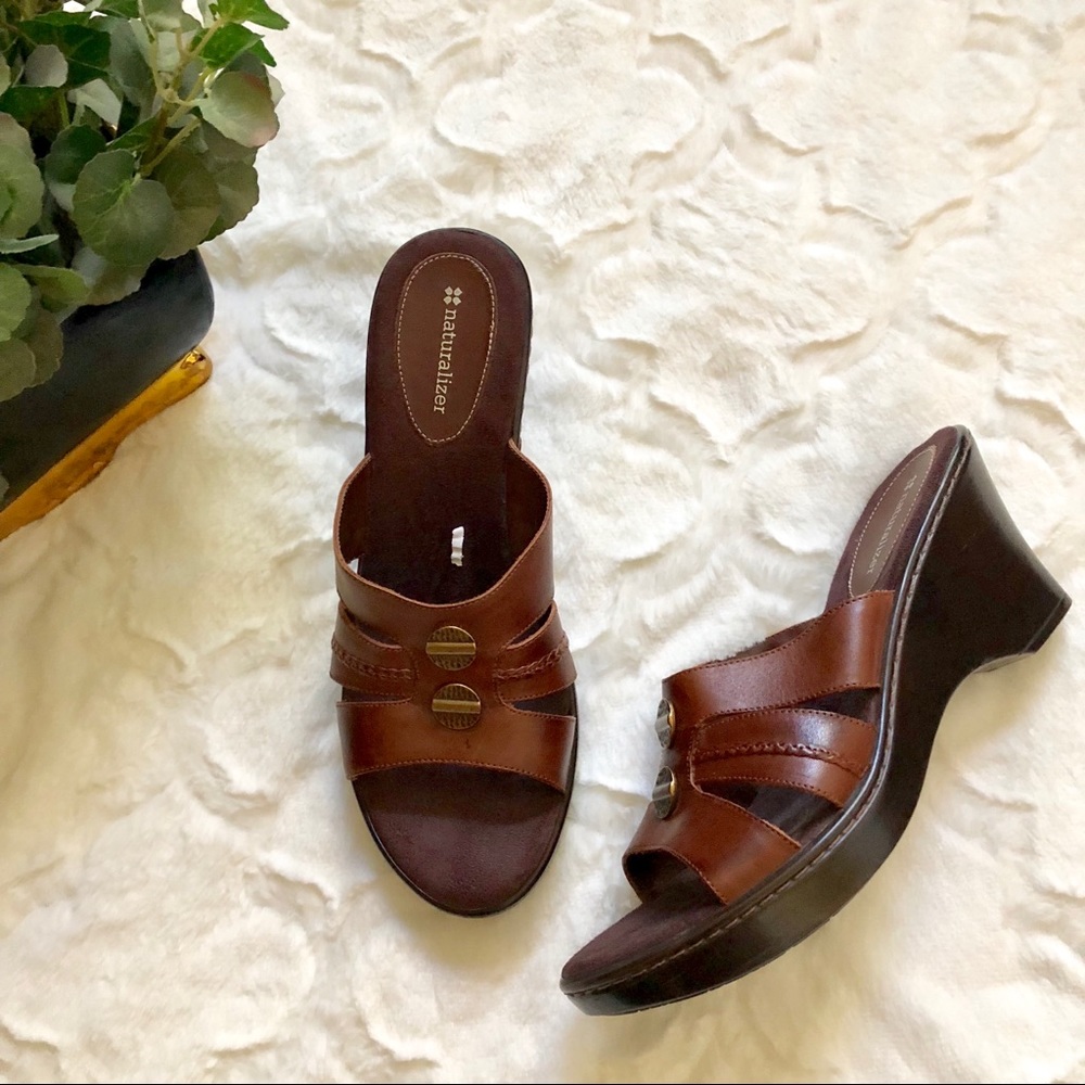 Naturalizer Brown Wedge Slip-on Sandal